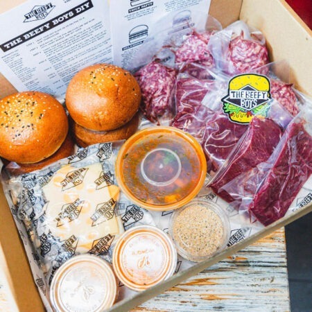Cow Boy DIY box, includes everything you need to have a Beefy Boys meal at home