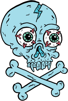 Russells Blue Skull Illustration