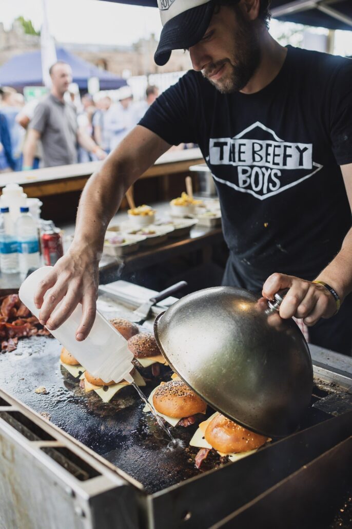 Cooking burgers on a grill