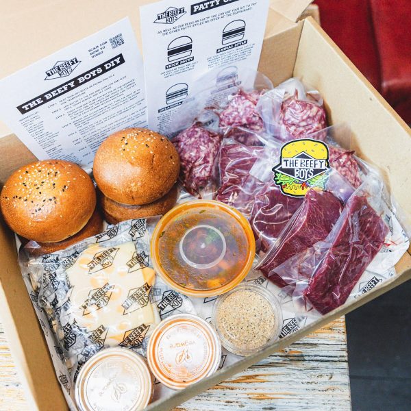 Cow Boy DIY box, includes everything you need to have a Beefy Boys meal at home
