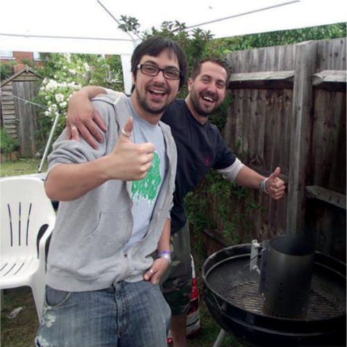 Where it all began - Dan & Murg realising they're good at making burgers!