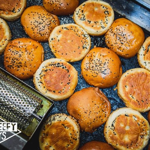 Selection of Brioche Buns on the grill